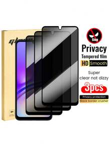 High Aluminium Tempered Glass Screen Protector, 9H Hardness, Scratch-Resistant, Bubble-Free, Privacy Protection Compatible With Samsung Galaxy A36/A06/A16 5G/A13/A54/A04S/A52/A35/A55/A25/A05/A05S/S20FE/S24FE/A14/A54/A56. Available In 1/2/3 Packs Gift For Birthday, Family, Friends Anti-Spy, Phone Screen Protector, Phone Accessories