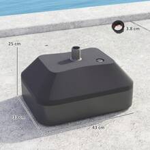 Outsunny Fillable Garden Parasol Base, Heavy Duty Parasol Base Stand Outdoor Umbrella Stand, Filled Up To 24kg With Stand Or 20kg With Water, Sun Umbrella Base For Deck Poolside, Black - Black - View 3