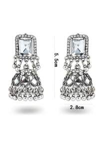 FANYINAN New Retro Korean/ Women Gold Color Glass Crystal Rhinestone Earrings, Cross-Border Jewelry