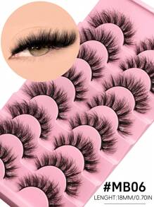 8 Pairs False Eyelashes 3D Fluffy Dramatic Eyelashes Fluffy Thick Lashes Volume Natural Look Fake Lashes Soft Fluffy Makeup Tools - Black - View 13