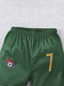 Polyester Soccer Jersey And Shorts Set For Teens - Opaque, Colorblock Design For Sports And Performance, Crew Neck, Easy Care, Great For Spring/Summer, Boys Soccer Gift, Perfect For Outdoor Activities