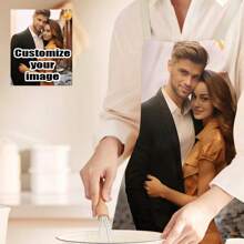 1pc Customizable Linen Kitchen Apron - Personalized Design, Photo Or Text - Woven Polyester Cooking Apron, Breathable,Lightweight,Washable,Cute,Love,Shining,Soft,Comfortable,Elegant,Custom,Personalized,Unique,Him,Her,Boyfriend,Girlfriend,Dad,Mom,Family,Friends,Customized Aprons,Warm Ambience,Xmas Decoration,Living Room Washable