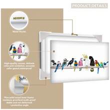 1 件，帆布挂画，带框装饰画，海报，墙壁艺术，迷人鸟类帆布艺术印刷品 - 笑翠鸟、鹦鹉和喜鹊，适用于家庭和办公室装饰 | 非常适合卧室、客厅、咖啡厅和酒吧、春季家居装饰