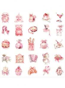 100 张粉色美学贴纸适用于笔记本电脑、iPad、手机壳、行李箱、滑板、头盔、吉他装饰、不对称形状 - 彩色 - 查看 2