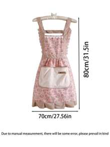 Home & Living,Kitchen & Dining,Kitchen Tools & Gadgets,Canvas Floral Hand Wipe Apron,Kitchen Home Cooking Oil And Stain Resistant Apron,Cooking Apron,Adjustable Belt,Hand Wipe,Breathable Fabric,Cute Floral Apron,Suitable For Kitchen And Bathroom,Household Supplies - Multicolor - View 8