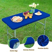 1pc Rectangle Half-Covered Tablecloth, Polyester Washable Wrinkle-Resistant Fitted Table Cover, Suitable For Indoor/Outdoor, Holiday Party, Dining, Banquet - Multicolor - View 21