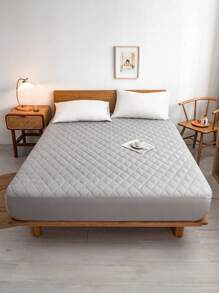 1 件防水绗缝床笠保护套，适用于全尺寸/大号/特大号床，柔软，可水洗，可拆卸防尘床垫罩套装 - 淺灰色 - 查看 8