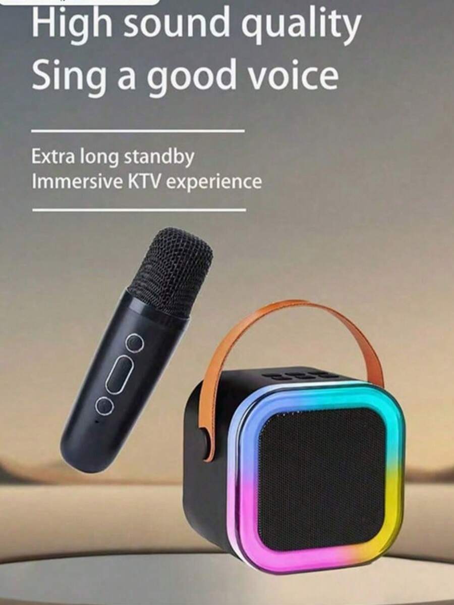 1pc Bluetooth Speaker With Microphone, Portable K-Song Karaoke Machine, Wireless Home KTV