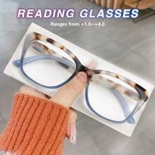 1 st. Elegante grote frame dames leesbril, premium luipaard gradiënt kleur, modieuze lentekleuren, hoogwaardig pc-frame met comfortabele elastische pootjes, een klassieke stijlvolle dames leesbril