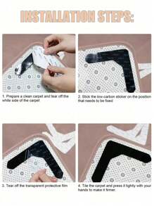 8pcs Carpet Tape, PU Washable Non-Slip And Reusable Carpet Grippers