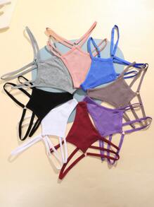 8pcs Ladies Cotton Threaded Double Webbing Comfortable And Breathable Low Waist Sexy Thongs - Nhiều màu - Xem 9