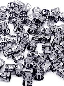 40pcs Black Fashion Metal Dreadlock Hair Jewelry Accessories For Braids Punk Style Beads Rings For Women Girls Music Festival - Black - View 3