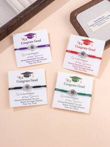 1pc Minimalist Creative Metal Compass Braided Bracelet & Blessing Card, Gift Box Packaging, Graduation Gift - Gift Box Packaging - View 7