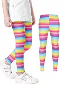 随机12件女童高腰套装超柔超弹春夏印花纯色拼色紧身裤瑜伽裤 - 彩色 - 查看 6