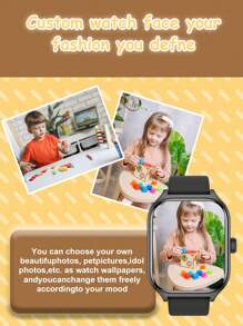 1 件青年硅胶表带智能手表，配备 2.01 英寸屏幕，可拨打电话和接收社交信息，兼容 iOS 和 Android，适合日常使用 - 黑色 - 查看 5