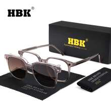 HBK 时尚眼镜磁性夹 TR90 TAC 套装带翻盖二合一时尚配饰男女户外驾驶度假街拍派对眼镜全套适合夏季海滩度假、户外、旅行 - K39993 - 查看 12