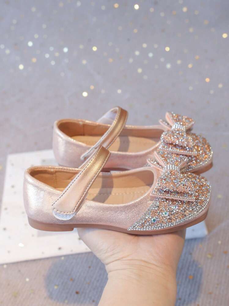 1 Pair Pink Children Flat Shoes, Girls Hook And Loop Bowknot Cute Versatile Casual Sandals, Fairy Style Outdoor Kids Shoes For Summer - Pink - View 2