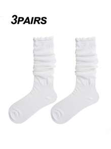 1 Pair/3 Pairs Summer Versatile Bubble Cuff Knee High Socks, Breathable Women Tall Socks, Y2k