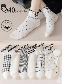 1/3/5/10 Pairs Of Women's Cotton Socks,Invisible Socks,Short Socks,Grey Socks,Women Socks,Cute Socks,Girls Socks, Autumn/Winter/Spring/Fall/Summer Socks,Mesh Breathable Details, Guide Rail Breathable Hole Design, Moisture Wicking, Soft And Smooth, Suitable For Various Holidays, Sports, Leisure, Business And Other Daily Wear, Can Be Worn All Year Round, Color Combinations Are Random. - Multicolor - View 13