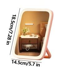 LED Makeup Mirror With Touch Sensor, 3 Color Lighting Modes, Natural & Warm Light, Adjustable Brightness, Portable Folding Tabletop Cosmetic Mirror With USB Charging, Lithium Rechargeable Battery,Plastic Surface - Compact & Travel-Friendly - LED Makeup Mirror - View 3