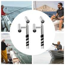 Miumaeov 2x Double-Ended Fishing Rod Holders For Boat Rails, 304 Stainless Steel & Nylon, Fits Most Spinning/Casting Rods, Silver, 4.35cm Inner Diameter - 1 - View 4