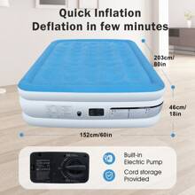 KPUY High Raised Air Bed With Built-In Electric Air Pump And Carry Bag - Double / Single Inflatable Mattress, Portable Camping Bed, Quick Inflation, Comfortable & Waterproof For Home, Travel, Guests - UK Plug(220-240V) - View 3