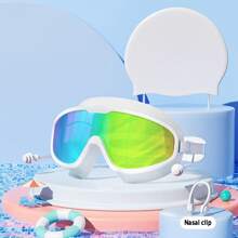 1pc Adult Multicolor Large Frame Swimming Goggles & Swim Cap Set, Extra Wide View Anti-Fog High Definition Swimming Goggles Suitable For Pool, Summer Swimming Goggles - Anti-Leakage, Suitable For Training And Playing, Comfortable Adjustable Strap, Beach Essentials, Beach Accessories, Pool Float - Multicolor - View 3
