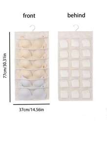 1pc Dual Sided Closet Hanging Organizer With Mesh Pockets, 6+18 Pockets, Dual Sided Hanging Pockets, Wardrobe Storage Bags, Oxford Cloth Space Saving Storage Bag For Bra Underwear Underpants Socks Reversible Underwear StorageHanging StorageHanging Bag, Socks, Underwear Storage, Home Wall, Wardrobe, Bra Storage