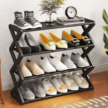 1pc 4-Tier X-Shaped Shoe Rack, Multifunctional Dust-Proof Shoe Rack, Easy Assembly Simple X-Shaped Shoe Rack For Home/Student Dorm, Sturdy Dual-Layer Steel Pipe Disassembly Foldable Shoe Cabinet, Suitable For Entrance, Wardrobe, Garage - Multicolor - View 2