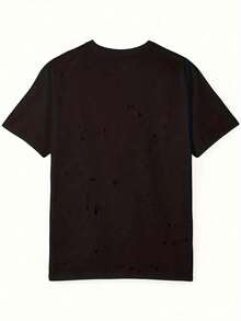 100% Cotton Red Gloves Print T-Shirt, Stylish And Comfortable Top, Breathable Fabric - Black - View 2