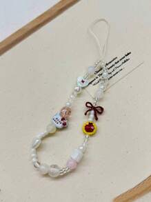 1 chiếc dây đeo điện thoại nơ đính hạt ngọc trai thủ công, đồ trang trí treo điện thoại bằng ngọc trai trắng, thích hợp làm quà tặng cho máy ảnh CCD cho mẹ, gia đình, bạn bè, sinh nhật, ngày lễ, dây đeo điện thoại - Nhiều màu - Xem 5