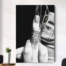 Framed Print, Middle Finger Poster, Black And White, Wall Art, Room Decor, Feminine Art, Gift High Quality Decorative Posters, Dorms, Gyms, Bars, Cafes, Arcades, Rooms Living Room Wall Decoration Paintings, Perfect Gift, Suitable For Spring