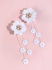 2 Stück Blumen Haarclips, weiße Haarspangen mit Blumenquasten, exquisite lässige Grosgrain Polyester Schleifenklammern, Haarspangen als Haaraccessoires für Mädchen