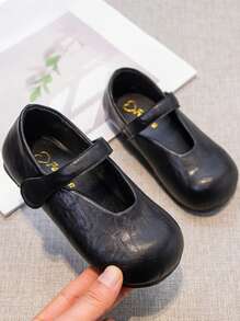 1 par enkla och trendiga enfärgade platta skor för flickor, vår/sommar - Svart - Visa 4