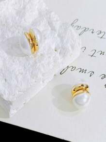 女士新款磁性珍珠耳环，无需穿孔，磁性个性化耳钉