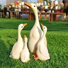 1 件树脂工艺品仿真母鸭和小鸭花园装饰微景观装饰 - 白色 - 查看 3