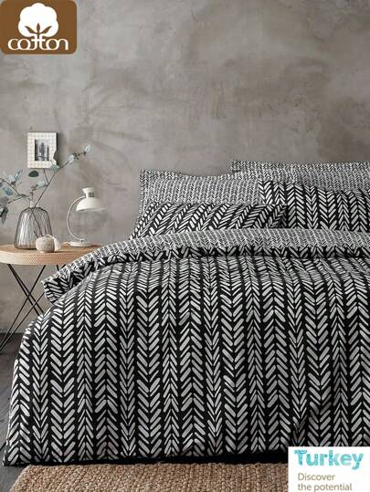 CAQQA 2/3 Piece Cotton Woven Duvet Cover Set | Duvet Cover And Pillow Case, Modern Bedding For Bedroom