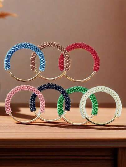 1pc Fashion New Arrival Pearl Handle Bag Accessories Pearl Wristlet Braided Bag Handle Pearl Iron Ring Bag Carrying