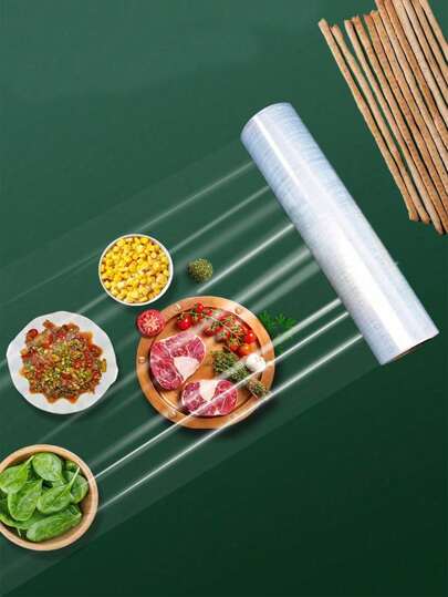 1 Roll Single Use Food Wrap, Refrigerator Odor Proof Food Fresh Keeping Film, Food Covering Wrap, Dust Proof Leftover Dishes Cover, Plastic Wrap, Party/Holiday Event Supplies, Mother's Day