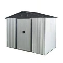 8ft X 4ft Outdoor Metal Storage Shed With Sliding Door And Foundation For Backyard Patio Lawn - White And Black