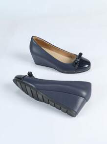 Women's Fashion Block Heel Soft Comfortable Slip-On High Heeled Pumps - Blue - View 2