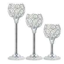 Juego de 3 portavelas de cristal mini europeos, adorno metálico creativo, suministros para la decoración de la cena a la luz de las velas en bodas y hogar