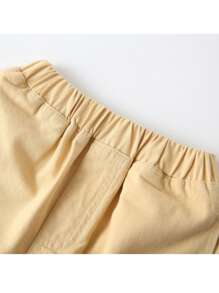 男童刺绣短裤，新款夏季儿童及膝裤 - 卡其色 - 查看 3