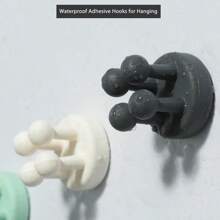 Set de 6 soportes de silicona para cepillos de baño, soporte para cuchillos de ducha montado en la pared con adhesivo, ganchos multifuncionales lindos para niños para cocina, sala de estar, oficina, que se pueden usar para colgar cepillos, prácticos y útiles