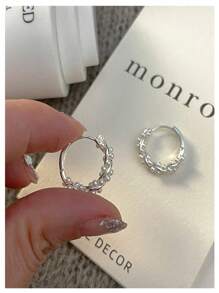 JOJELOO 1 Pair (2pcs) Korean Fresh Sweet Fashion Faux Pearl Earrings, Elegant Design Faux Pearl Earrings For Women, Autumn/Winter - Silver - View 6