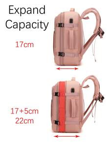 1 pieza Mochila de viaje de moda con diseño de correa para equipaje. Se puede aumentar la capacidad y abrir por completo. Bolsa de trabajo minimalista y portátil con múltiples compartimentos. Mochila escolar personalizada