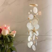 1pc Starfish Shell DIY Wind Chime Exquisite Wooden Moon Shell Wind Chime Home Window Sill Entrance Decoration Pendant Room Decors Garden Decor Wedding Decor Home Decors