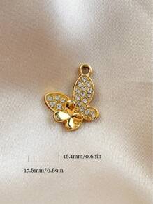 10pcs Diamond Embellished Butterfly Pendant For DIY Earrings, Necklace, Bracelet, Anklet Jewelry Making - Gold - View 10