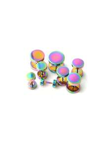 2 件 3~14 毫米穿孔隧道黑色手术钢假耳塞骗子耳塞量规耳钉身体首饰假耳塞拉伸