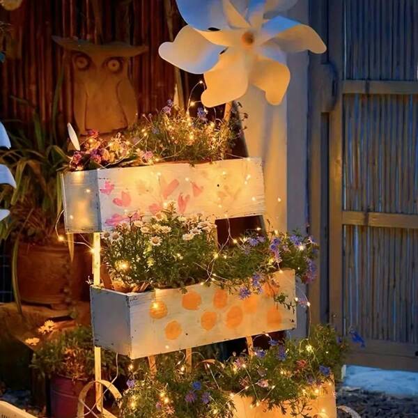 Cordão de luzes de fadas à prova d'água e movido a energia solar, bateria Ni-MH, 50/100/200/300 LEDs, 8 modos, luzes piscantes multicoloridas para Natal, Dia dos Namorados, aniversário, festa, casamento, decoração de quarto, iluminação de jardim externo para caminho, quintal, pátio